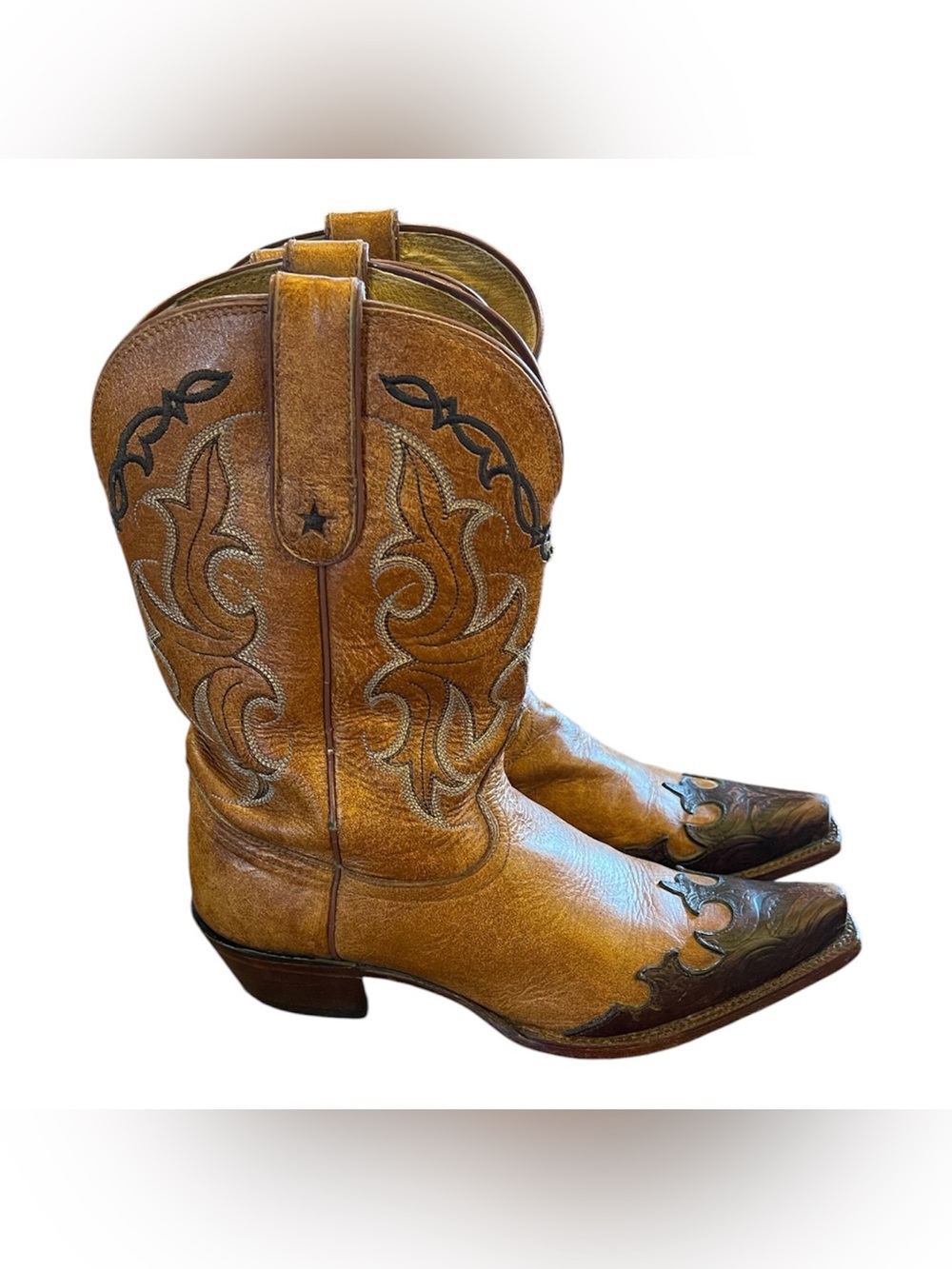 Tony Lama Vaquero Santa Fe Tan Wingtip Snip Toe Western Boot VF6003 Women 9.5B